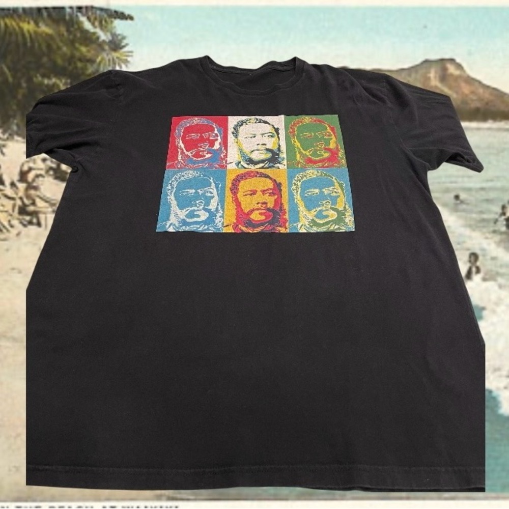 Last King of Hawaii T-Shirt Mens XL Black King Kalakaua Warhol Art Style